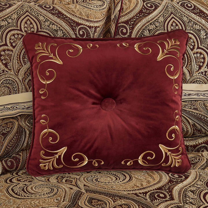Bordeaux Crimson Square Decorative Throw Pillow 18" x 18" Throw Pillows By J. Queen New York