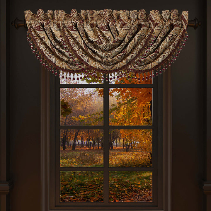 Bordeaux Crimson Waterfall Window Valance Window Valances By J. Queen New York