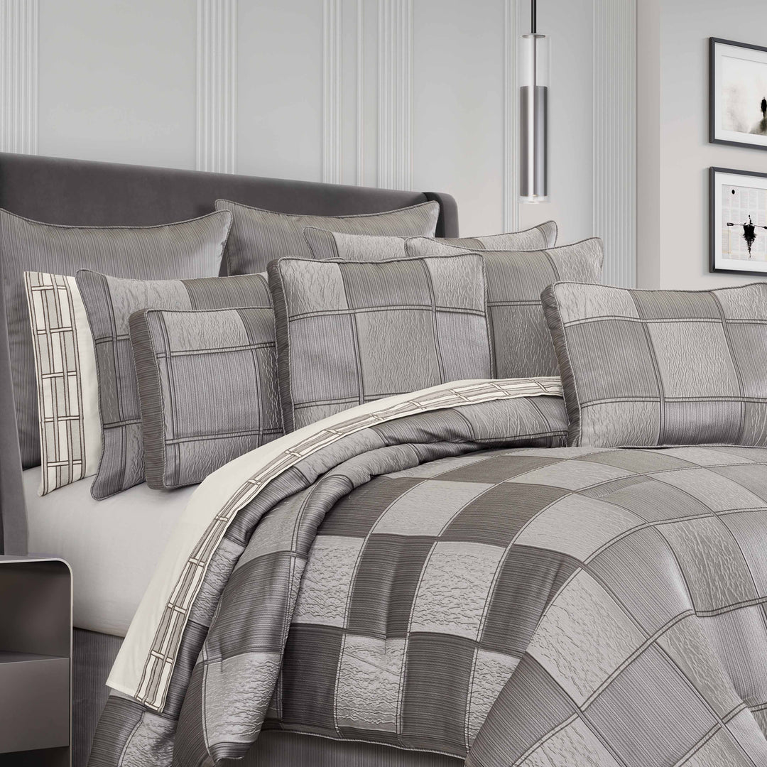 J Queen Brando Charcoal 4 Piece Comforter Set in Queen- Final sale Comforter Sets By US Office - Latest Bedding