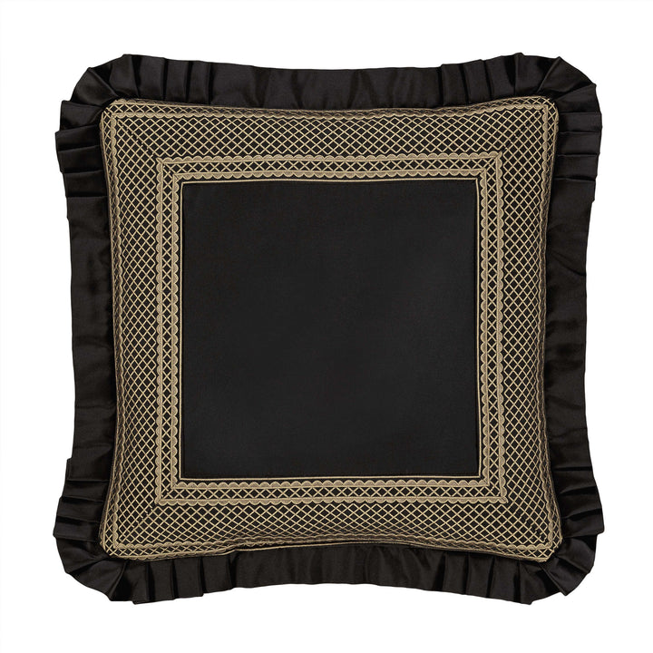 Brunello Black and Gold Square Decorative Throw Pillow 20" x 20" Throw Pillows By J. Queen New York