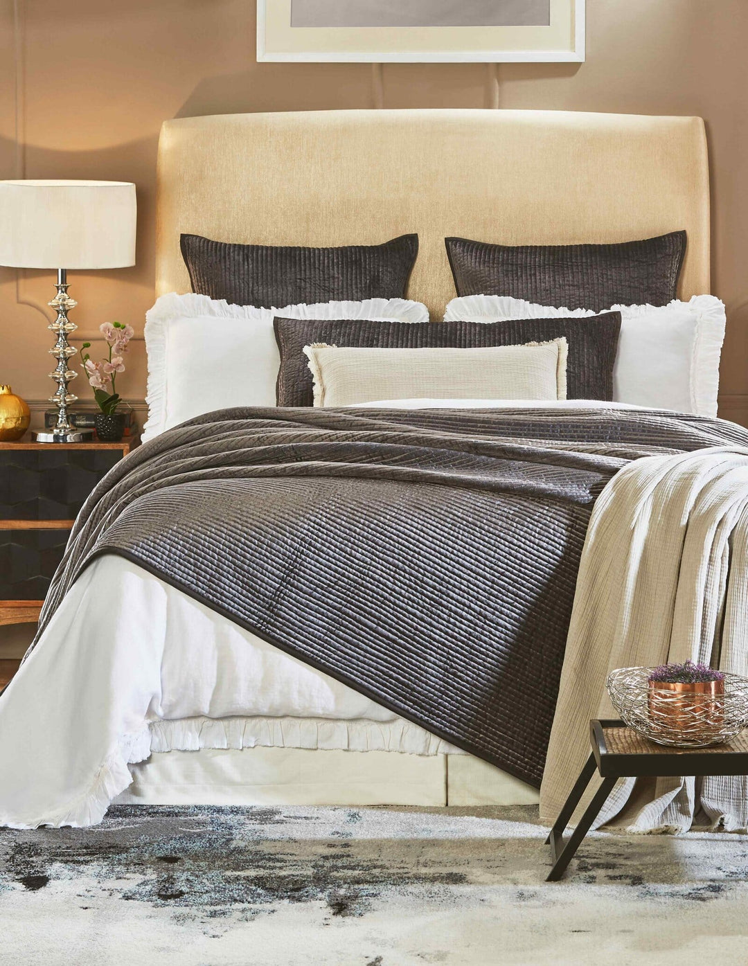 Spencer Channel Stitch Velvet Coverlet Coverlet By Orchids Lux Home