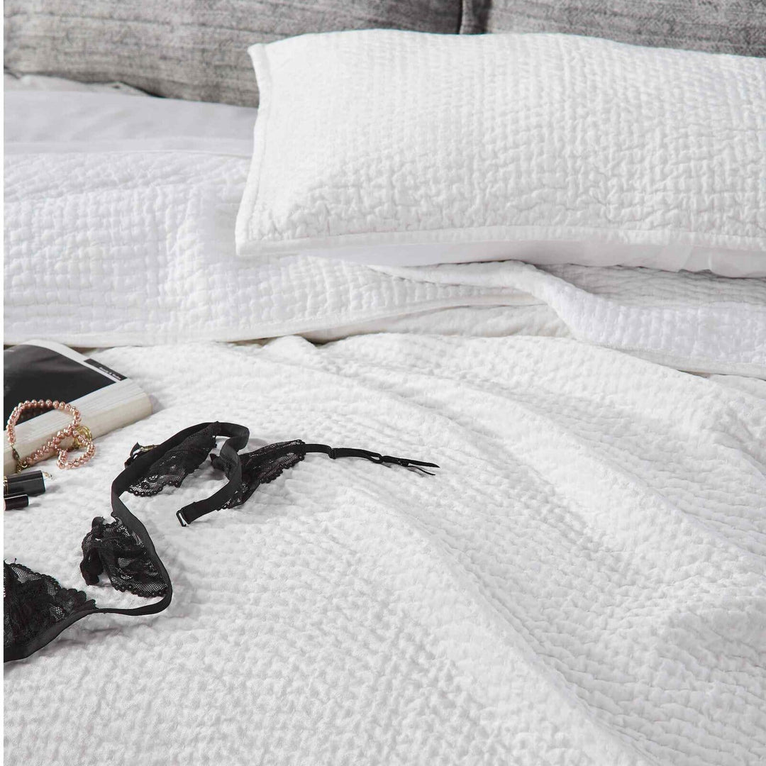 Laguna Pick Stitch Velvet Coverlet Coverlet By Orchids Lux Home