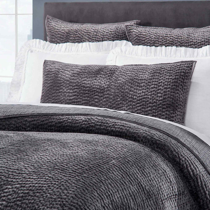 Laguna Pick Stitch Velvet Coverlet Coverlet By Orchids Lux Home
