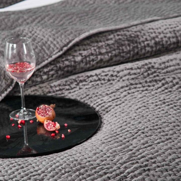 Laguna Pick Stitch Velvet Coverlet Coverlet By Orchids Lux Home