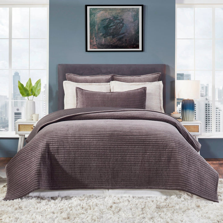 Milton Channel Stitched Velvet Coverlet Coverlet By Orchids Lux Home