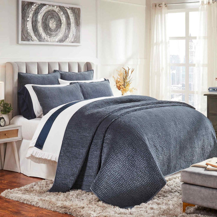 Laguna Pick Stitch Velvet Coverlet Coverlet By Orchids Lux Home