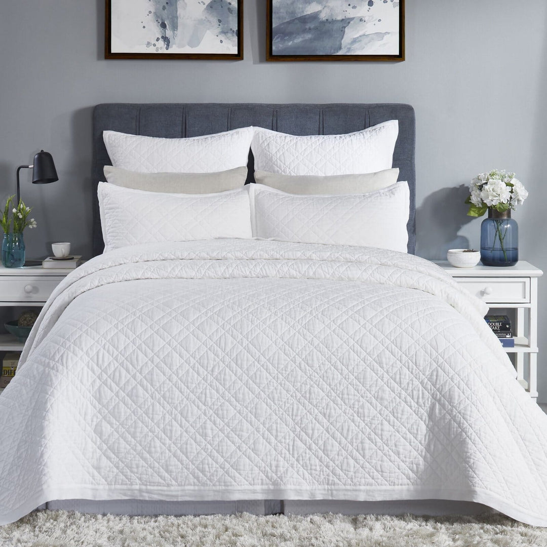 Chloe European Linen Diamond Coverlet Coverlet By Orchids Lux Home