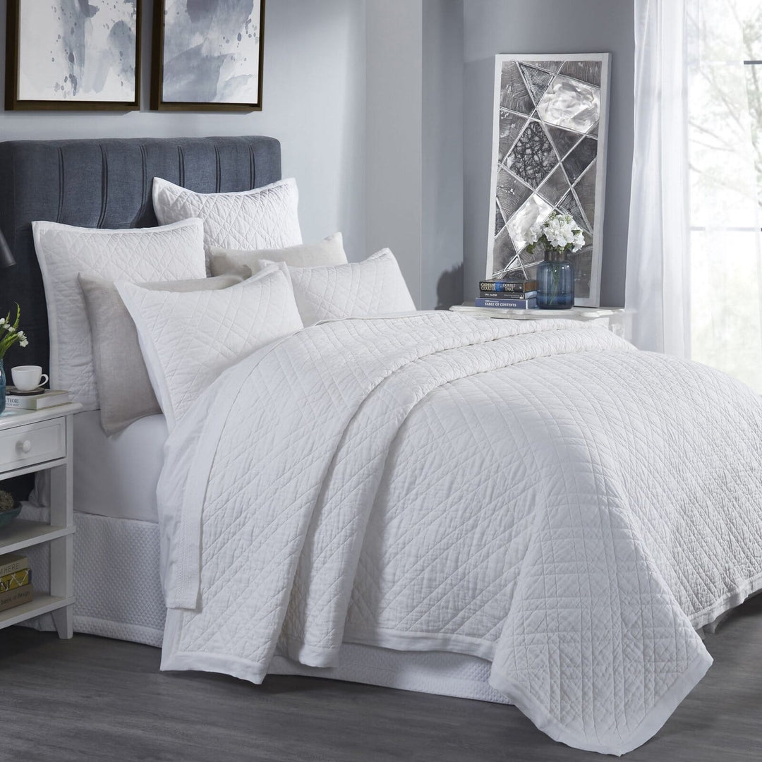 Chloe European Linen Diamond Coverlet Coverlet By Orchids Lux Home