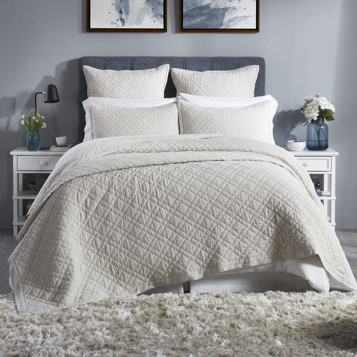 Chloe European Linen Diamond Coverlet Coverlet By Orchids Lux Home