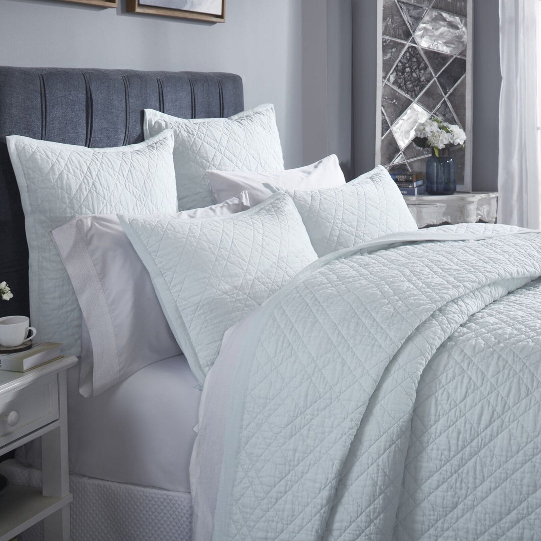 Chloe European Linen Diamond Coverlet Coverlet By Orchids Lux Home