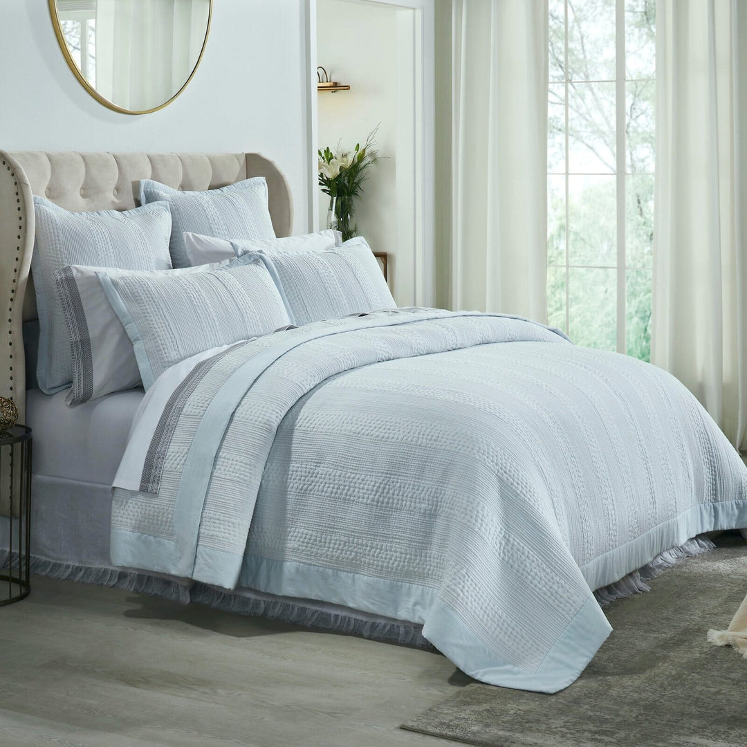 Laysan Channel Quilted Cotton Coverlet Coverlet By Orchids Lux Home