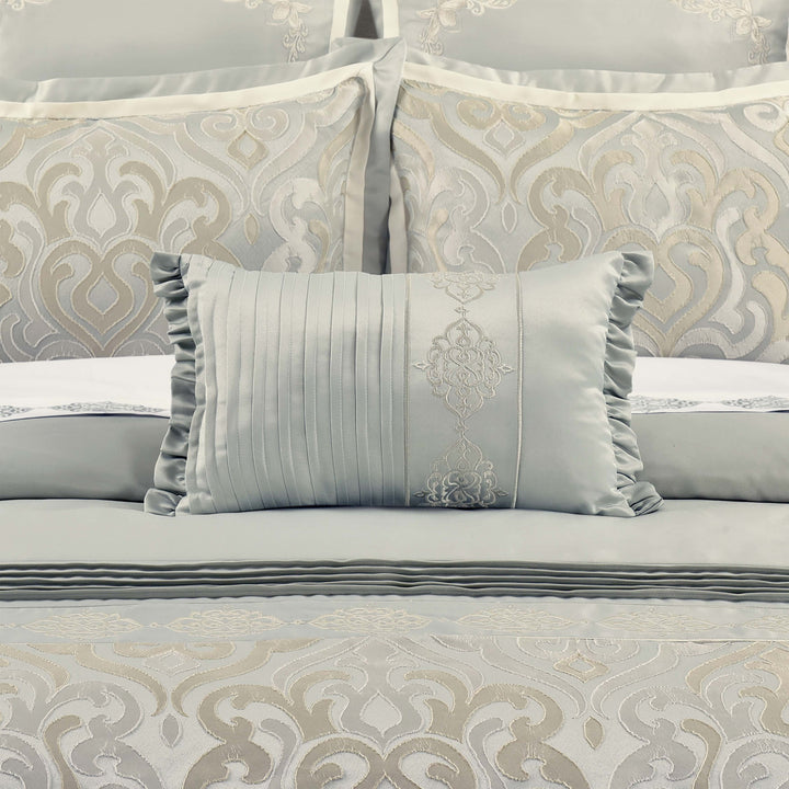 Calmfield Aqua Boudoir Decorative Throw Pillow 19" x 13" Throw Pillows By J. Queen New York