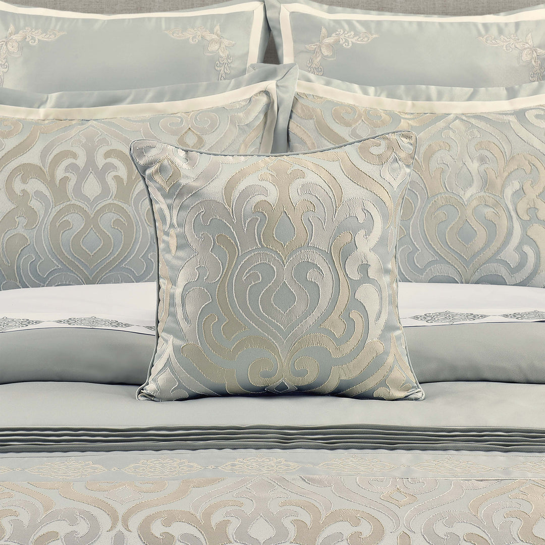 Calmfield Aqua Square Decorative Throw Pillow 18" x 18" Throw Pillows By J. Queen New York