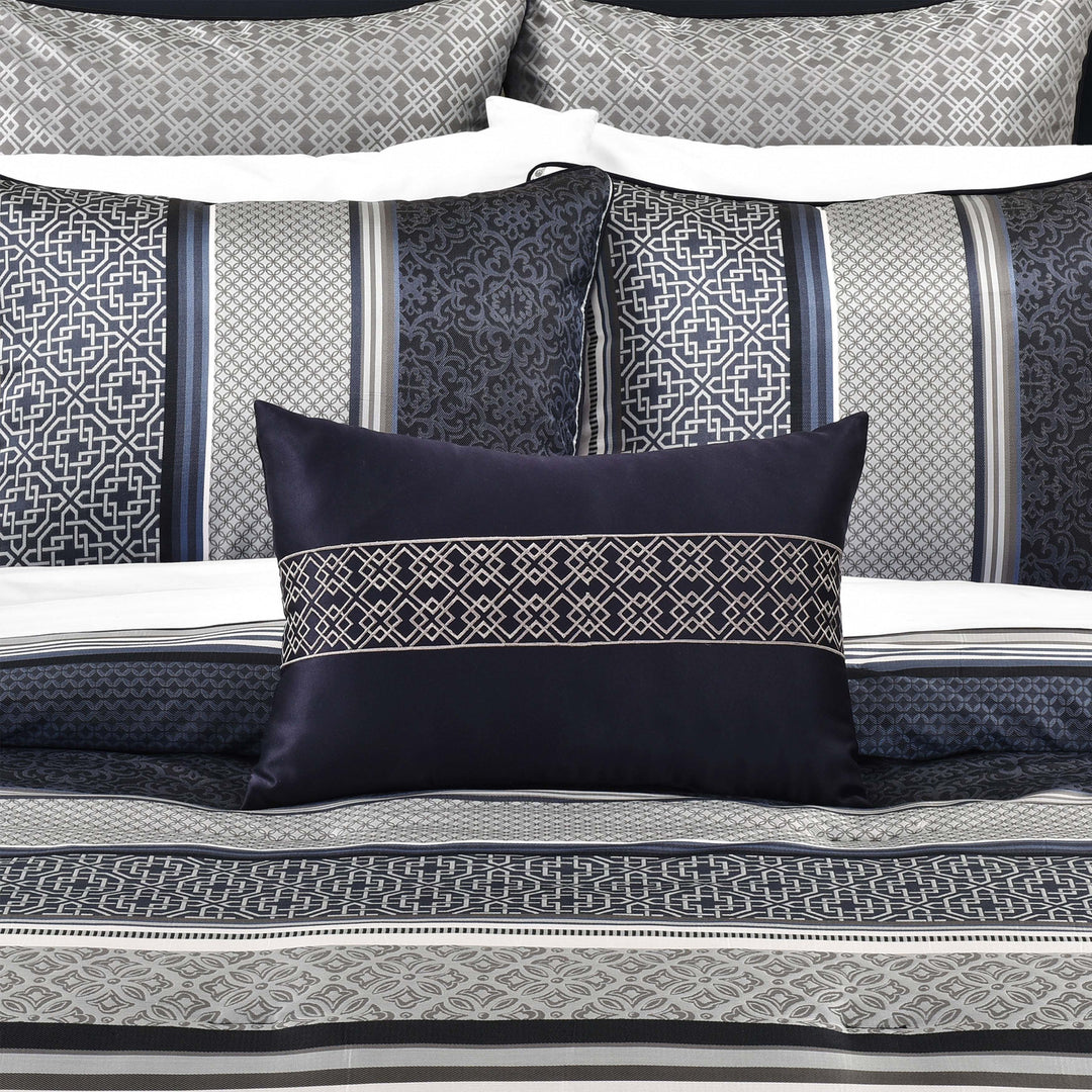 Carlisle Indigo Boudoir Decorative Throw Pillow 20" x 11" Throw Pillows By J. Queen New York