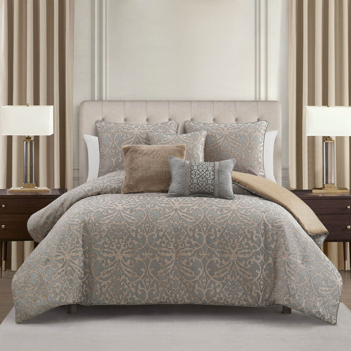Carrick Silver/Gold 3 Piece Comforter Set