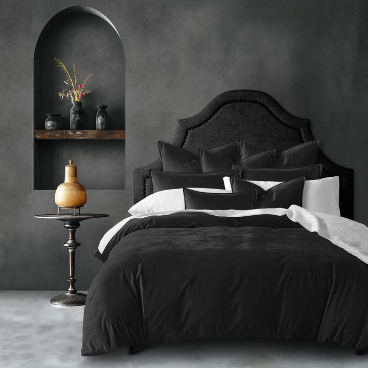 Cascade Velvet Ebony 8 Piece Duvet Cover Set Duvet Covers By Colcha Linens