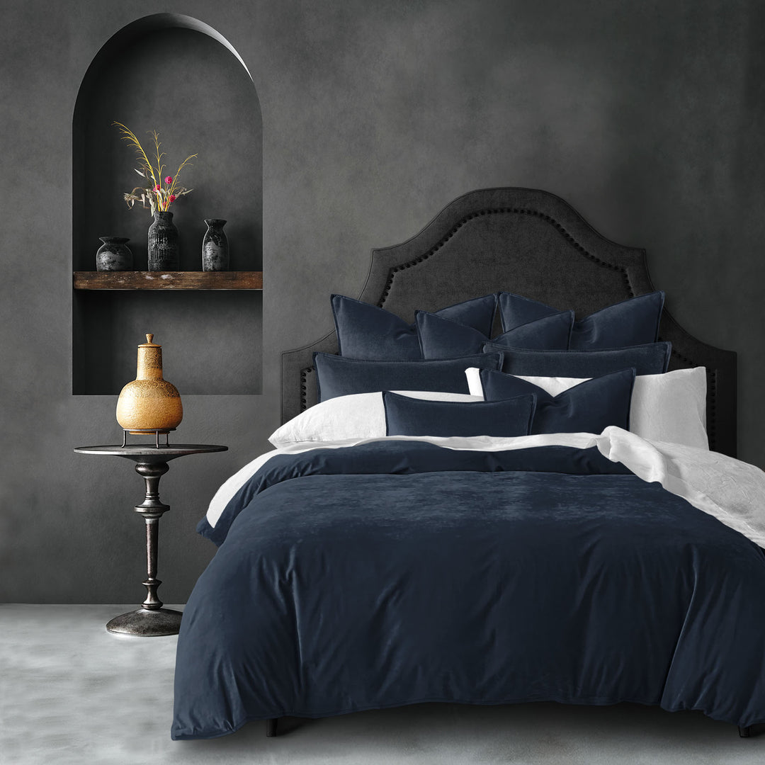 Cascade Velvet True Navy 8 Piece Coverlet Set Coverlet By Colcha Linens