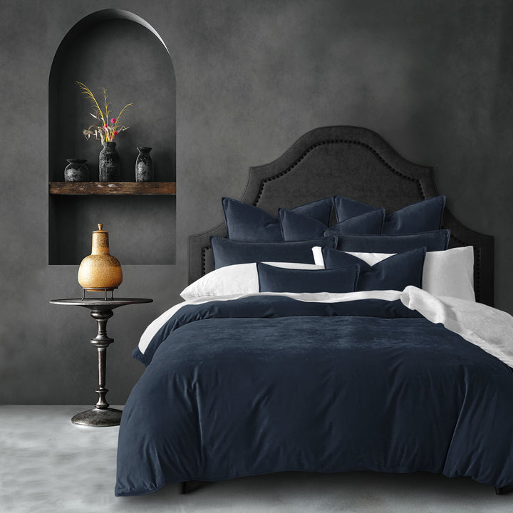 Cascade Velvet True Navy 8 Piece Duvet Cover Set Duvet Covers By Colcha Linens