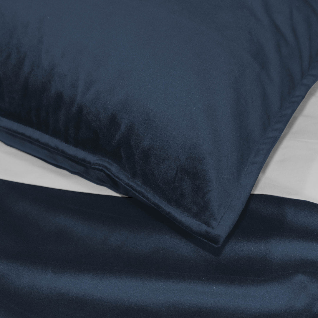 Cascade Velvet True Navy 8 Piece Duvet Cover Set Duvet Covers By Colcha Linens