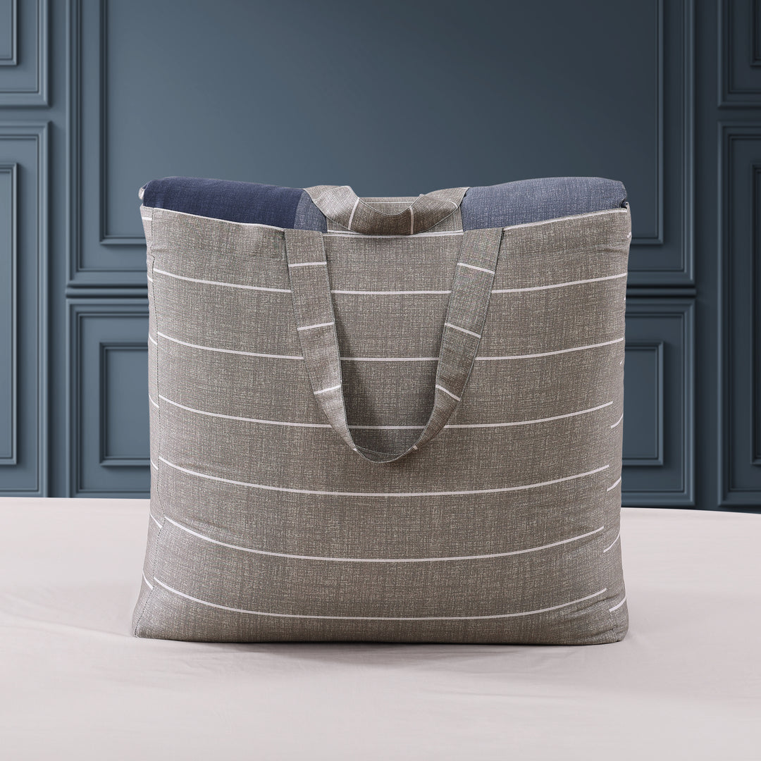 Bebejan Checkered Navy Tan 5 Piece Reversible Comforter Set Comforter Sets By Bebejan®