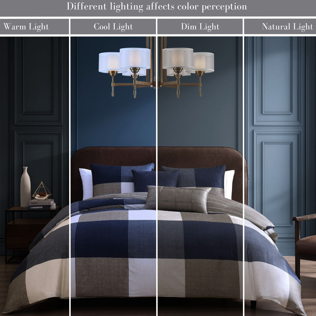 Bebejan Checkered Navy Tan 5 Piece Reversible Comforter Set Comforter Sets By Bebejan®