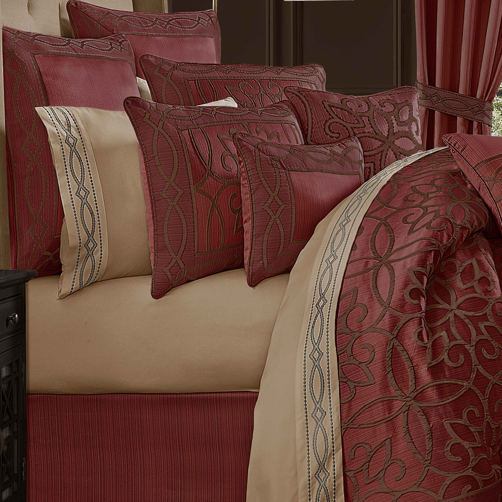 J Queen Chianti Red 4-Piece Comforter Set in Queen- Final Sale Comforter Sets By US Office - Latest Bedding