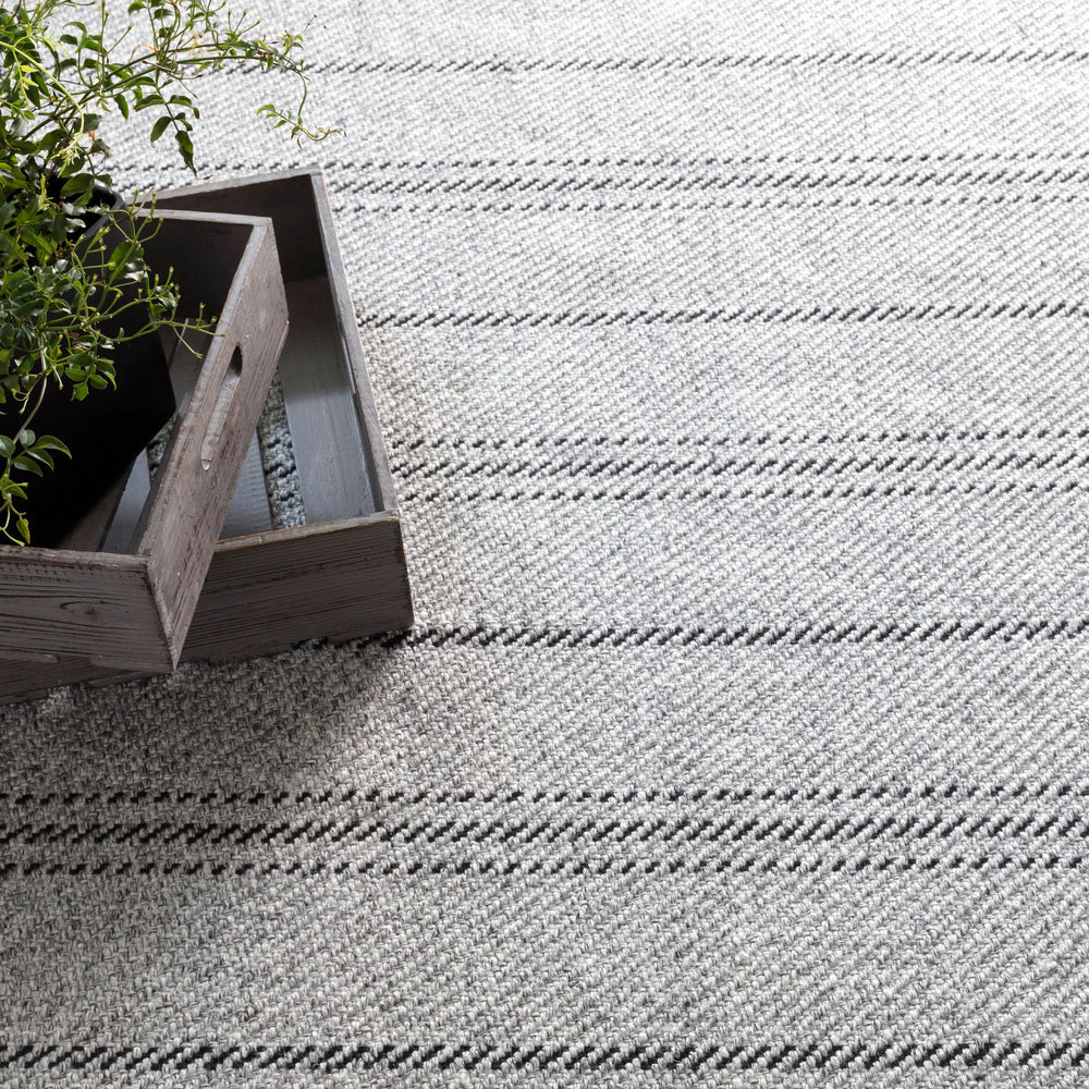 Melange Stripe Grey/Black Handwoven Indoor/Outdoor Rug Rug By Annie Selke