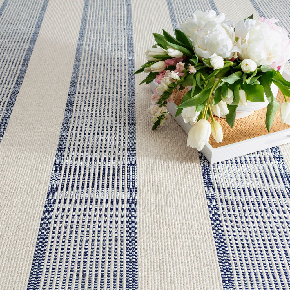 La Mirada Navy Handwoven Cotton Rug Rug By Annie Selke