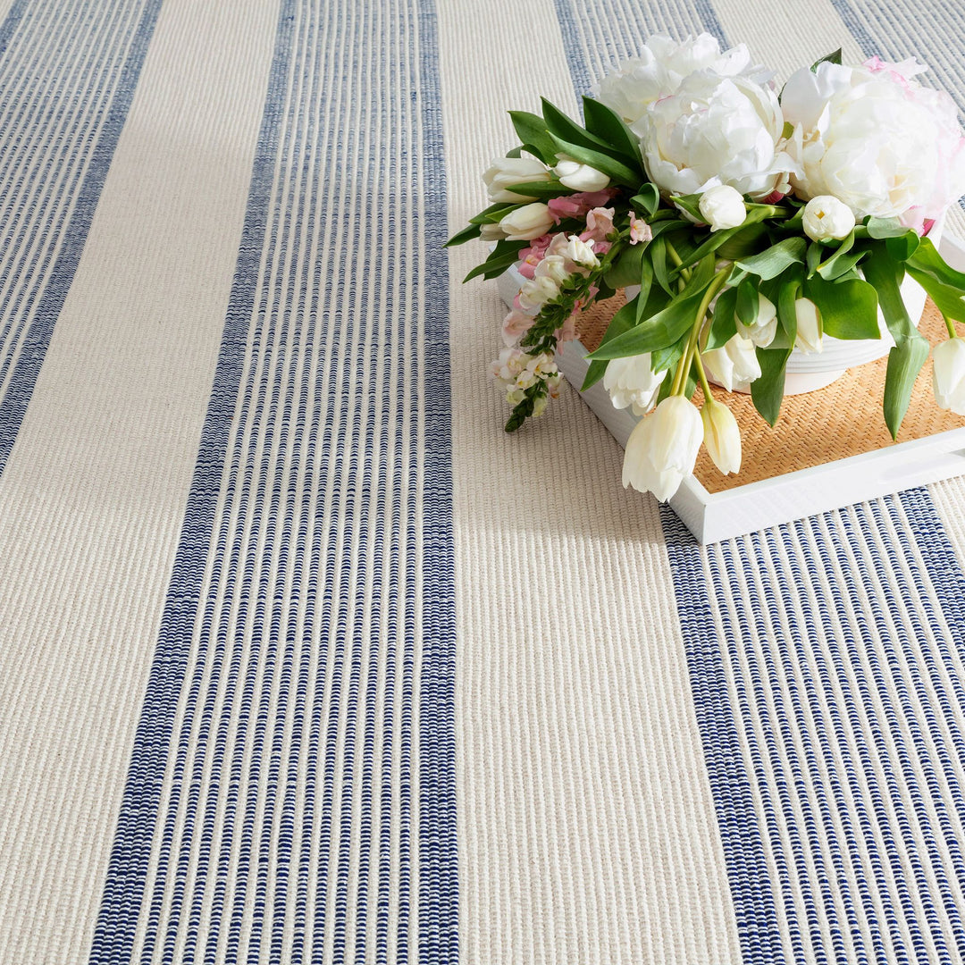 La Mirada Navy Handwoven Cotton Rug Rug By Annie Selke