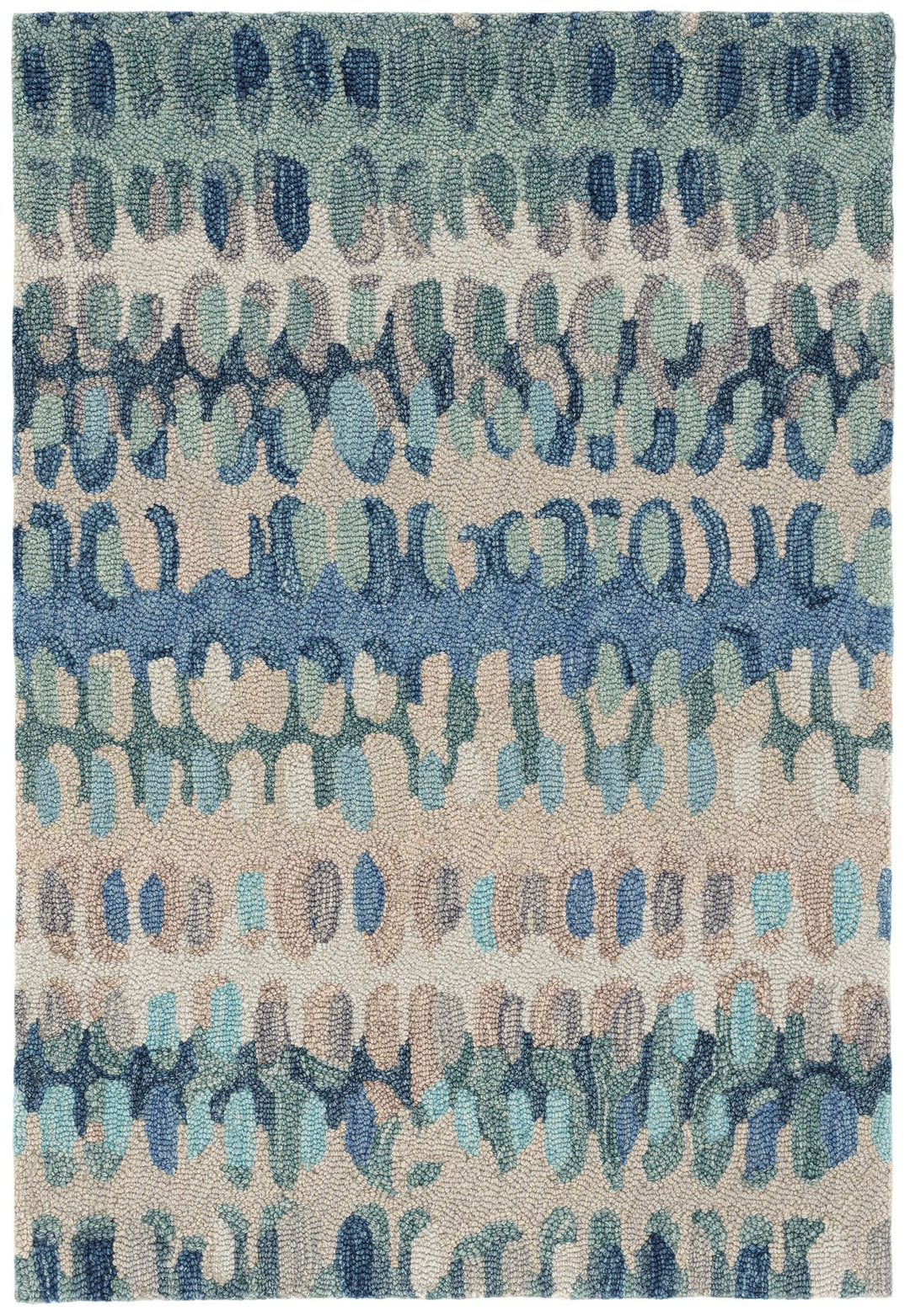 Paint Chip Blue Hand Micro Hooked Wool Rug Rug By Annie Selke