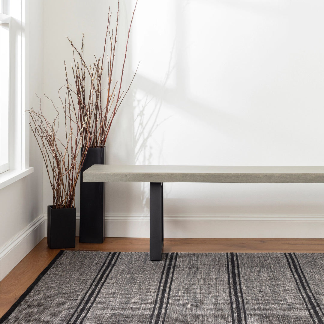 Malta Black Handwoven Wool Rug Rug By Annie Selke