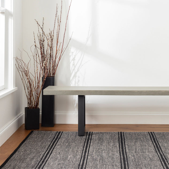 Malta Black Handwoven Wool Rug Rug By Annie Selke