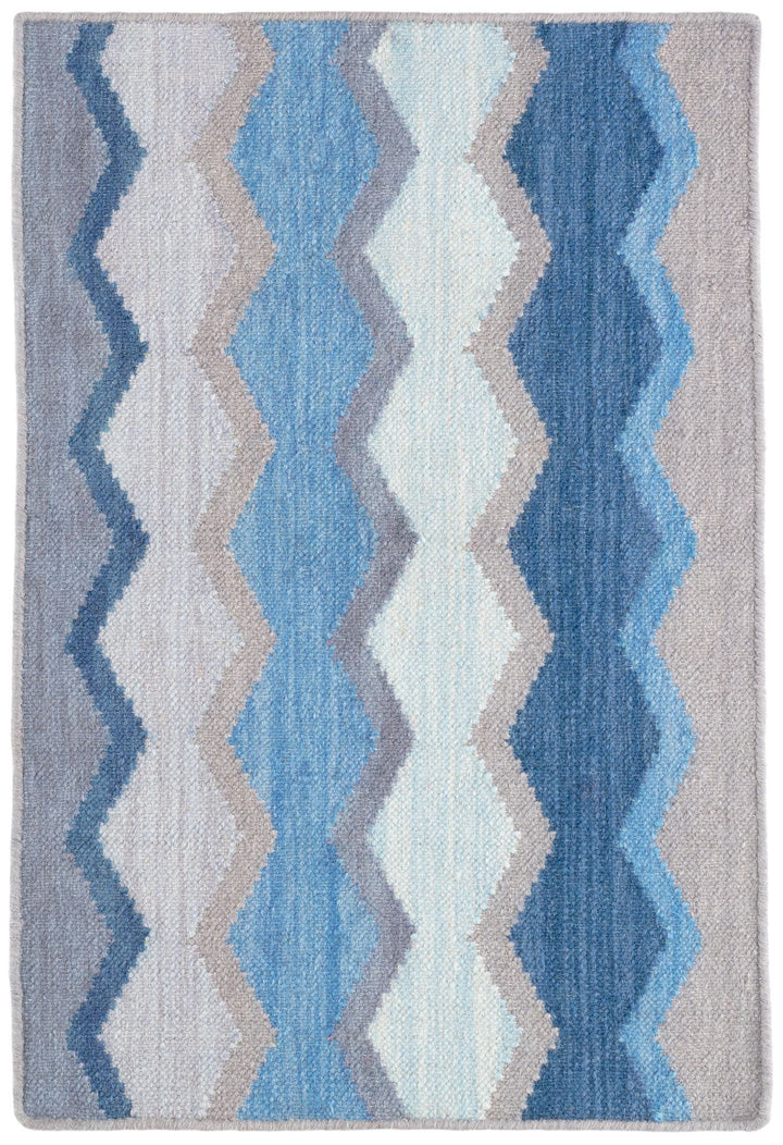 Safety Net Blue Handwoven Wool Rug Rug By Annie Selke