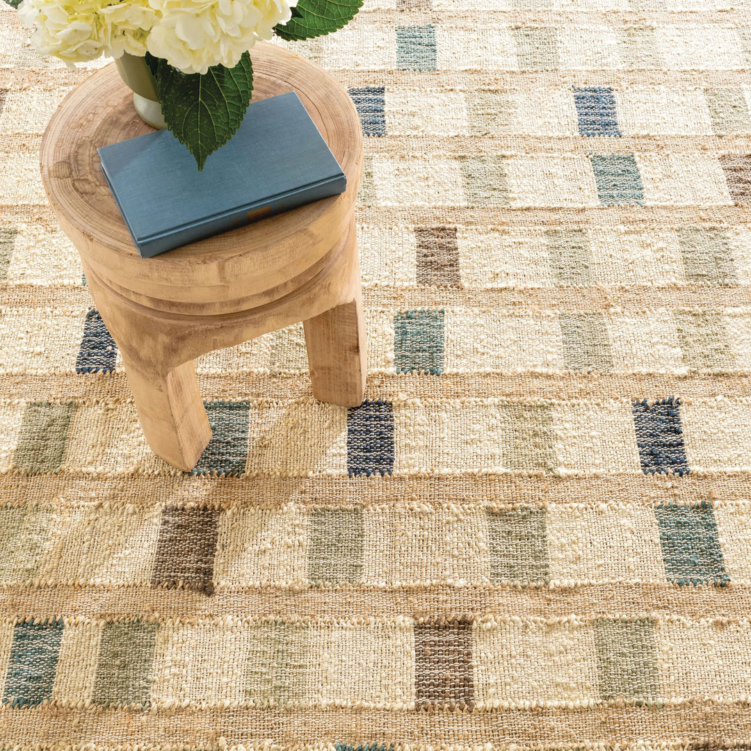 Mosaic Blue Handwoven Jute Rug Rug By Annie Selke