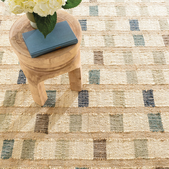 Mosaic Blue Handwoven Jute Rug Rug By Annie Selke