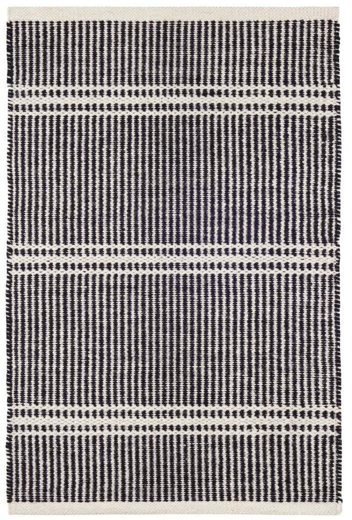 Malta Black/Ivory Handwoven Wool Rug Rug By Annie Selke