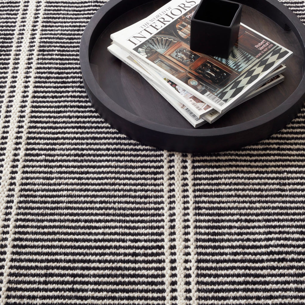Malta Black/Ivory Handwoven Wool Rug Rug By Annie Selke