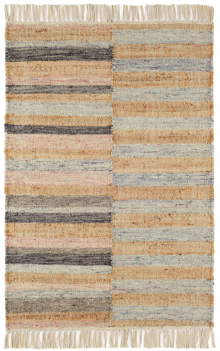 Ravel Stripe Blue Handwoven Wool Rug Rug By Annie Selke
