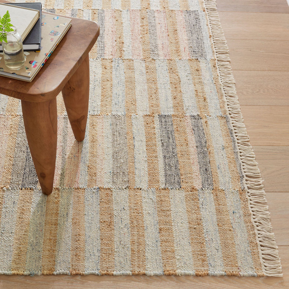 Ravel Stripe Blue Handwoven Wool Rug Rug By Annie Selke