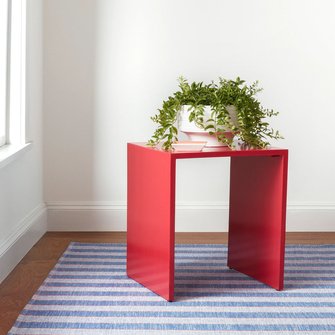 Hillsgrove Stripe Denim Handwoven Cotton Rug Rug By Annie Selke