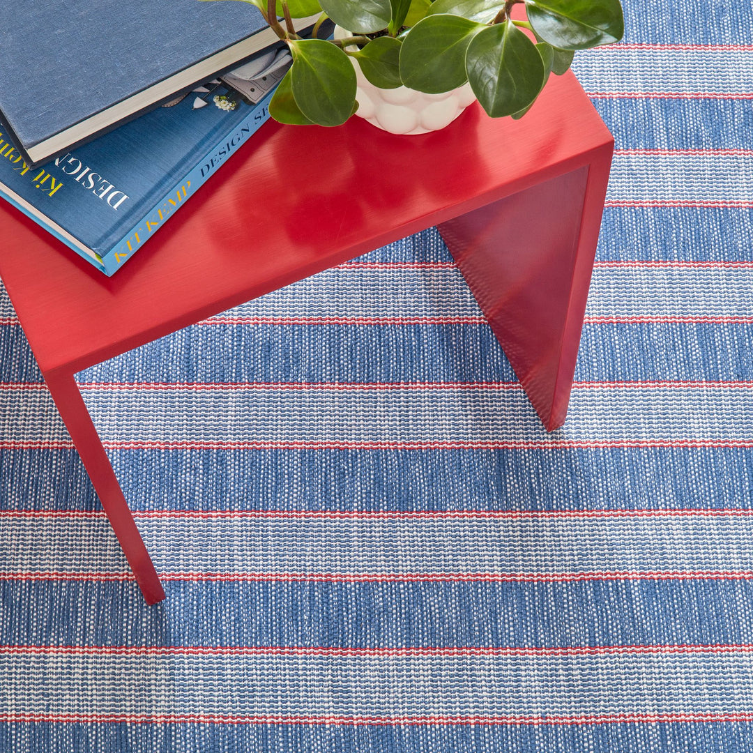 Hillsgrove Stripe Denim Handwoven Cotton Rug Rug By Annie Selke