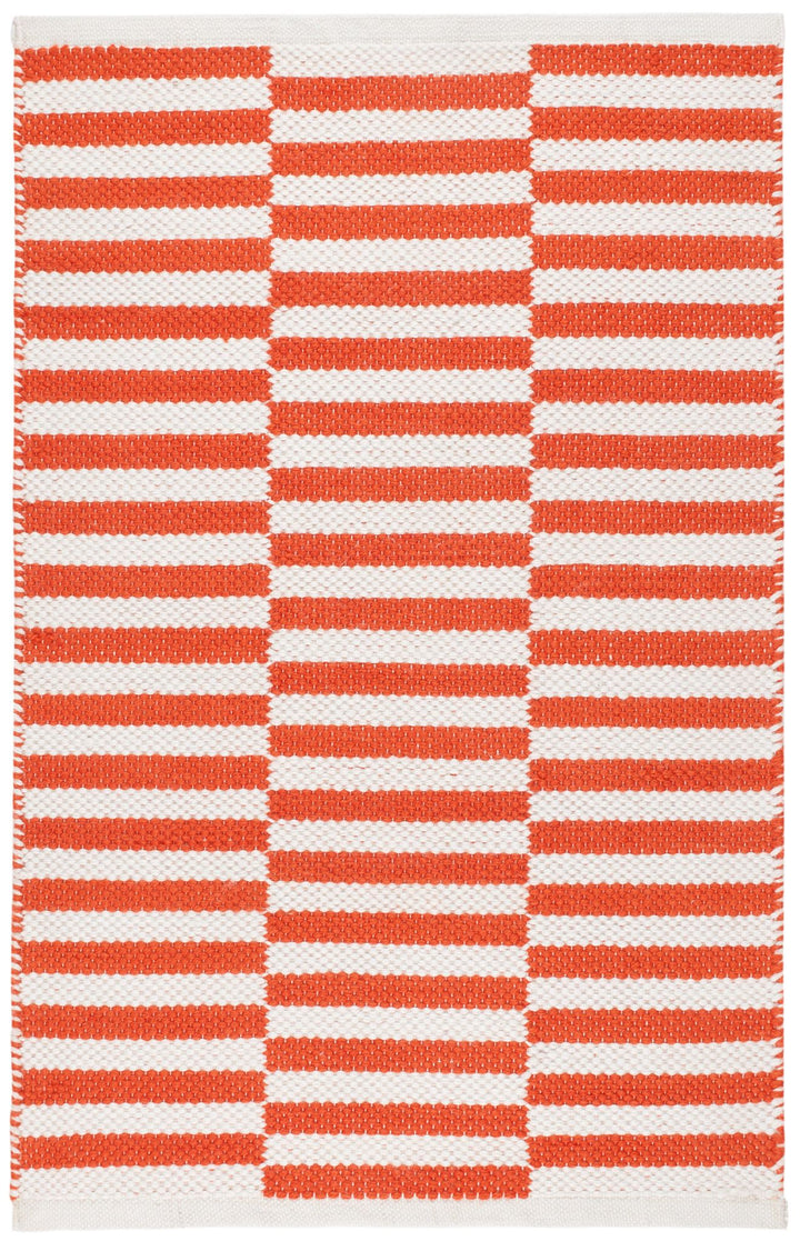 Sailing Stripe Tangerine Handwoven Indoor/Outdoor Rug Rug By Annie Selke