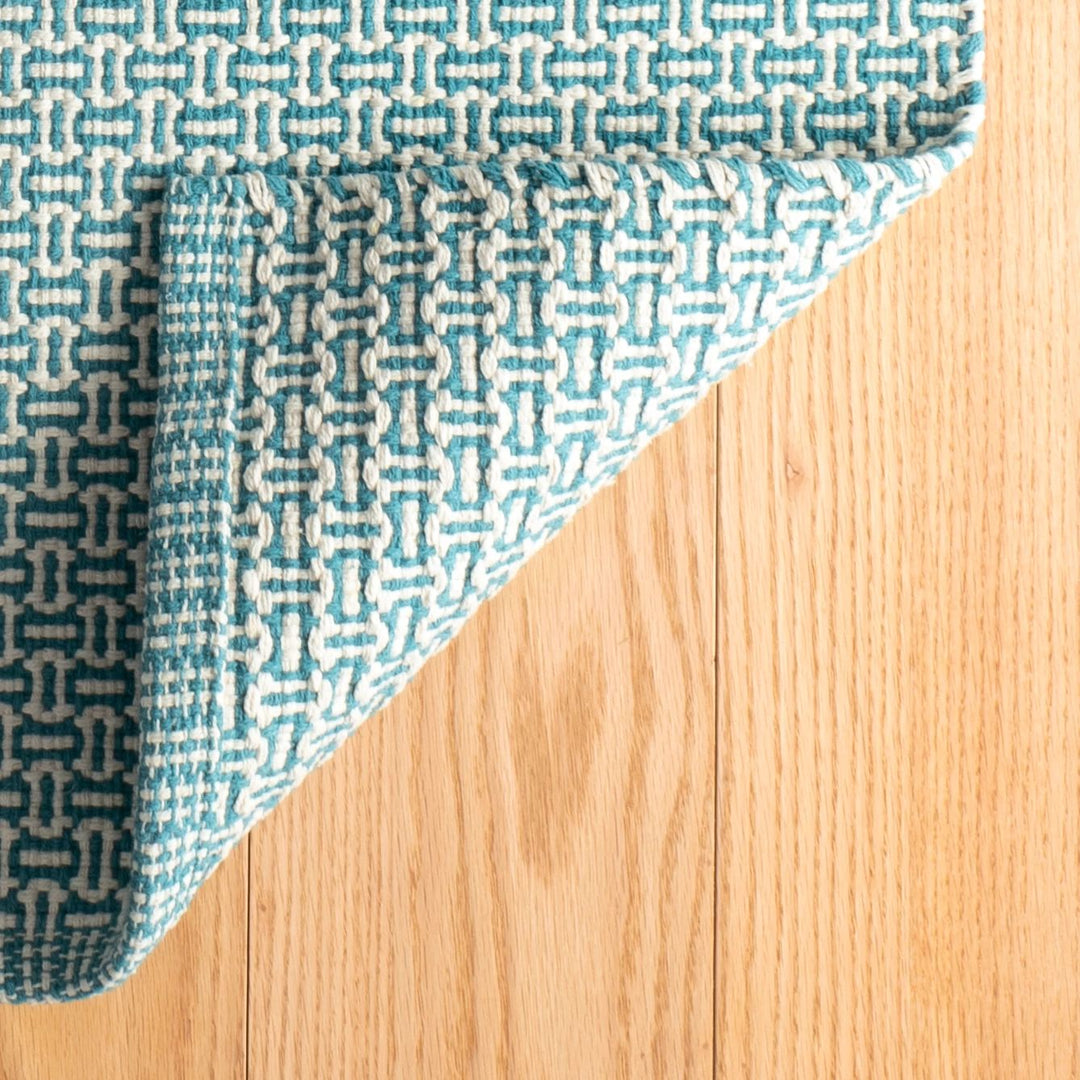 Miss Muffet Teal Handwoven Cotton Rug Rug By Annie Selke