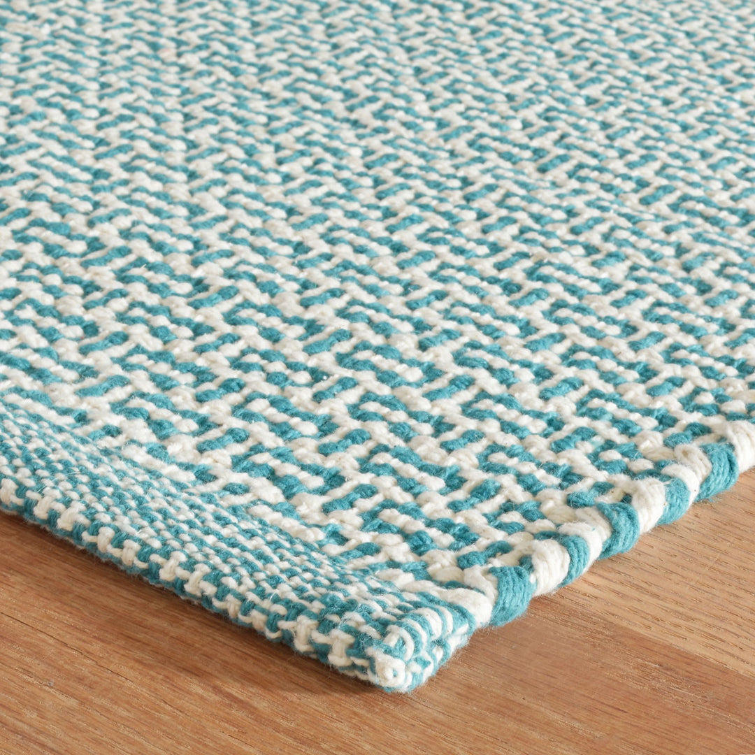 Miss Muffet Teal Handwoven Cotton Rug Rug By Annie Selke