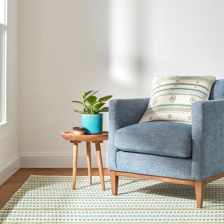 Long Slade Teal Handwoven Cotton Rug Rug By Annie Selke