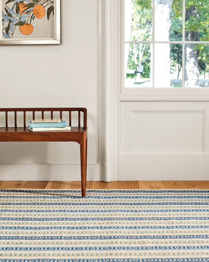 Long Slade Indigo Handwoven Cotton Rug Rug By Annie Selke