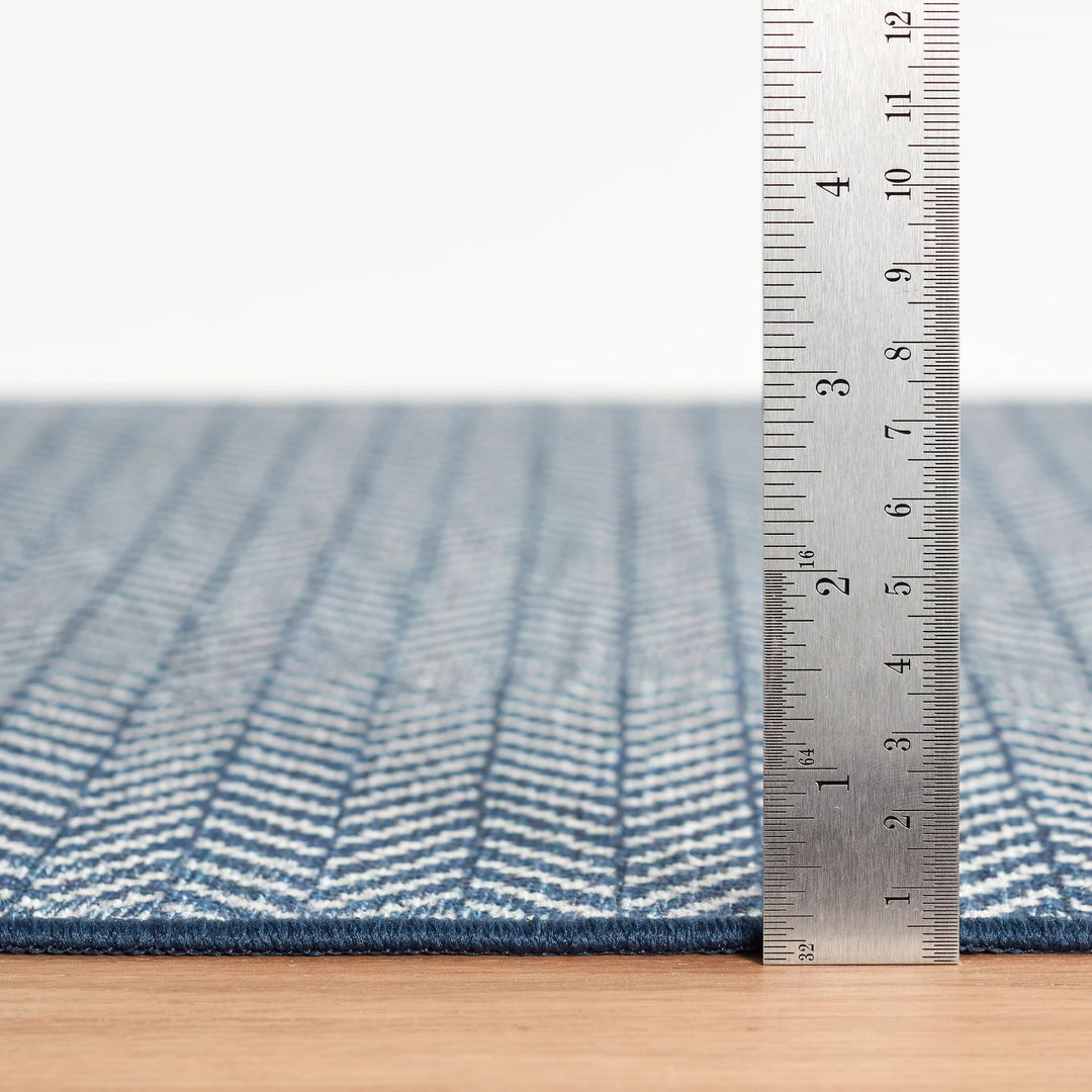 Herringbone Navy Machine Washable Rug Rug By Annie Selke