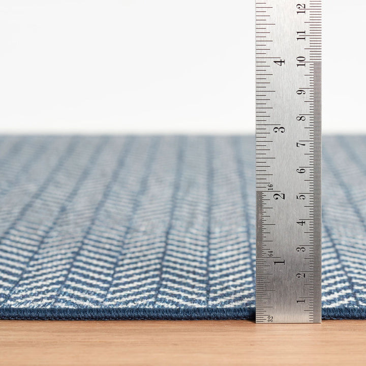 Herringbone Navy Machine Washable Rug Rug By Annie Selke