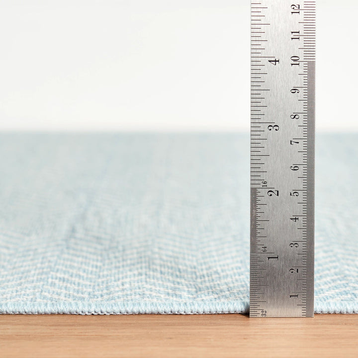 Herringbone Swedish Blue Machine Washable Rug Rug By Annie Selke