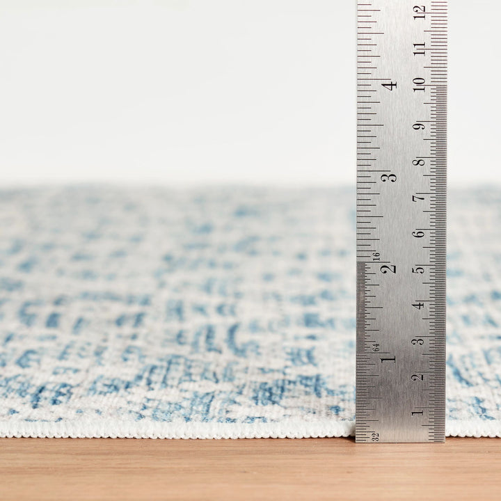 Melange Diamond Blue Machine Washable Rug Rug By Annie Selke